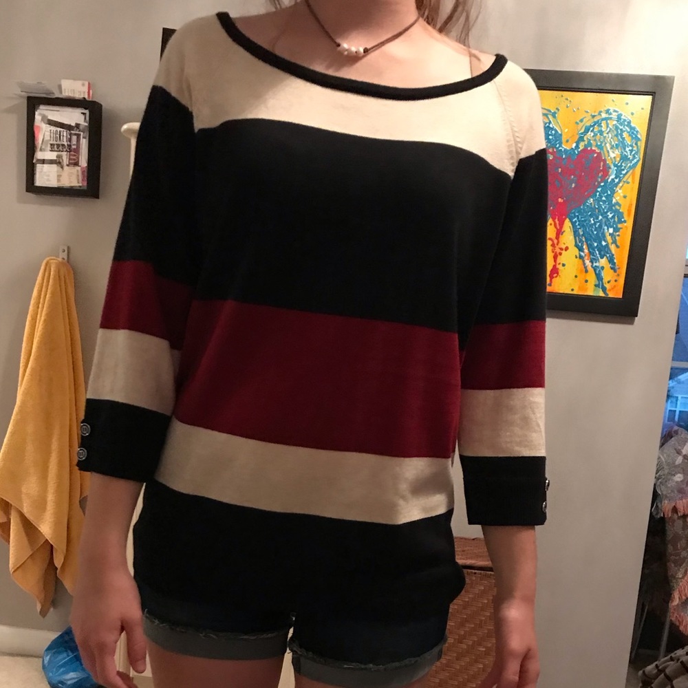 black red white striped sweater
